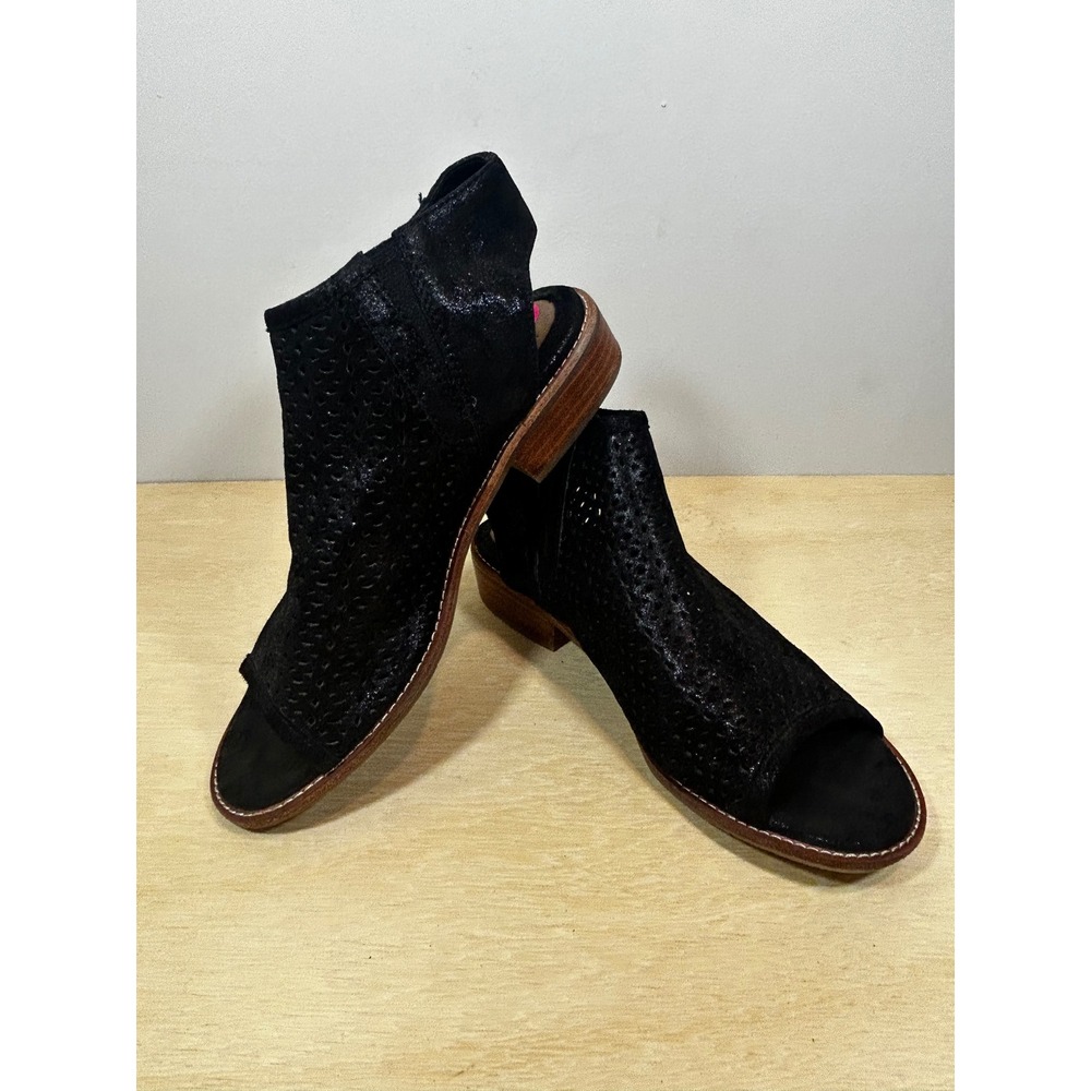 Sofft SF0011801 Black Perforated Leather Open Toe Slingback Bootie Sandals 6.5M